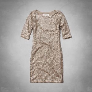Abercrombie Gold Sequin Cocktail Dress with Short Sleeve